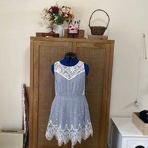 Blue pinstripe lace summer dress